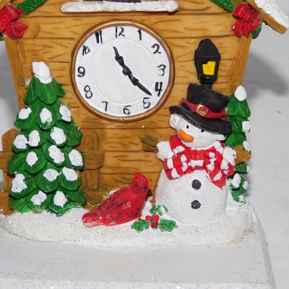 VTG Santa's Trim Shoppe Cuckoo Clock snowmam Fireplace Mantel Stocking Holder - Picture 2 of 6